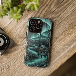 Nordlicht Tough Case Handyhülle - Outdoor Adventure Schutzhülle mit Nature Summer Vibes, Camping & Angeln Wilderness Design