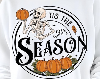 Halloween Skeleton Shirt Design: Fall Pumpkin PNG (Digital Download)
