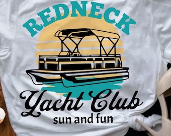 Red Neck Yacht Club - Pontoon Boat - PNG - download immediato - design png per divertimento estivo in barca