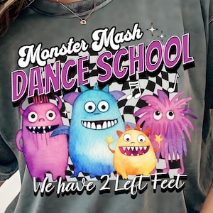 Monster Mash-dansschool - We hebben 2 linkervoeten - Silly Monsters - dambordachtergrond - grappig, png