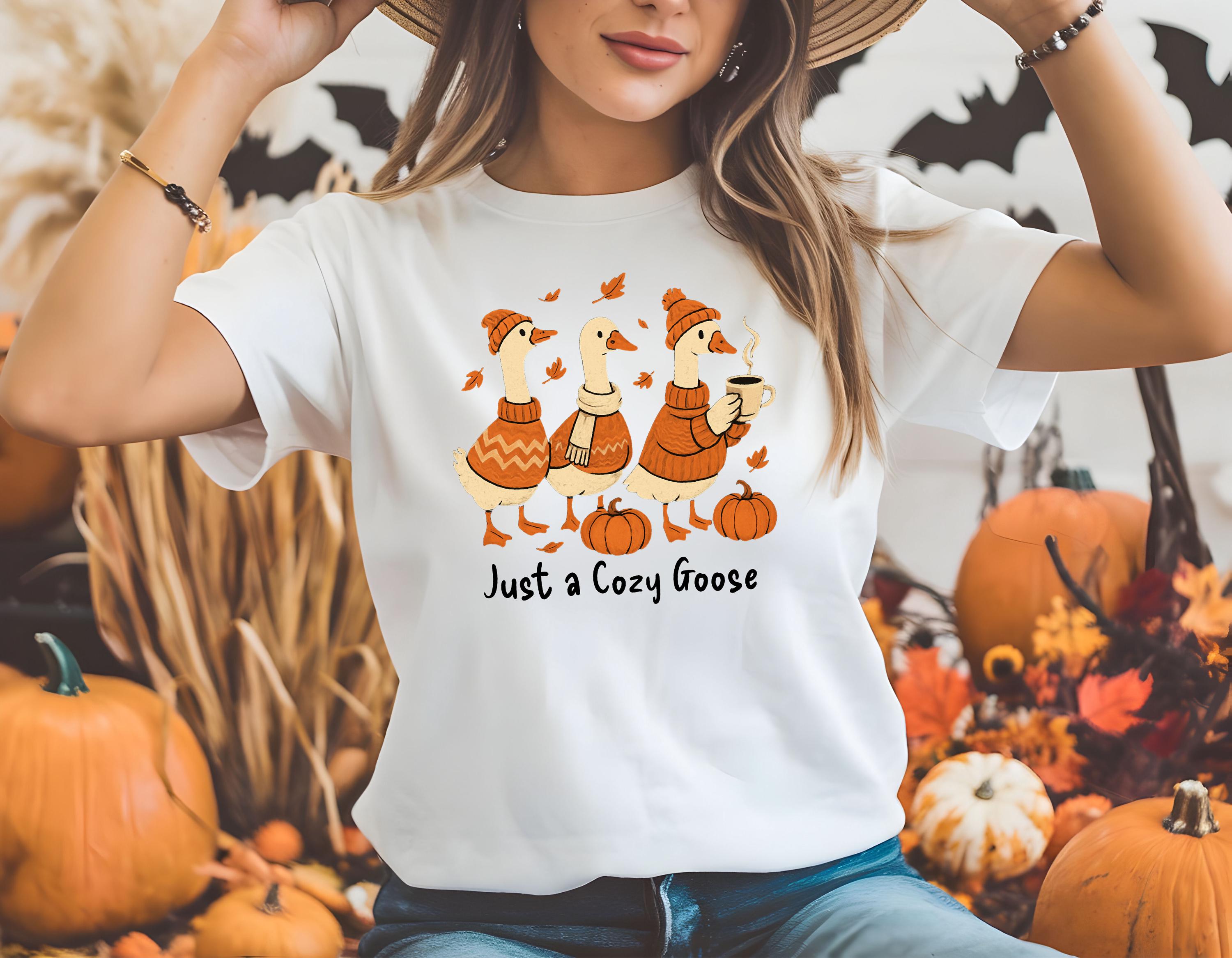 Cozy Goose Fall PNG: Trendy Shirt Design, Pumpkin Patch (Digital Download