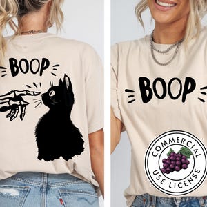 Boop Skeleton Booping a Cat's nose - grappig Halloween-ontwerp - PNG - direct downloaden - sublimatie PNG - Spooky Cute Vibes