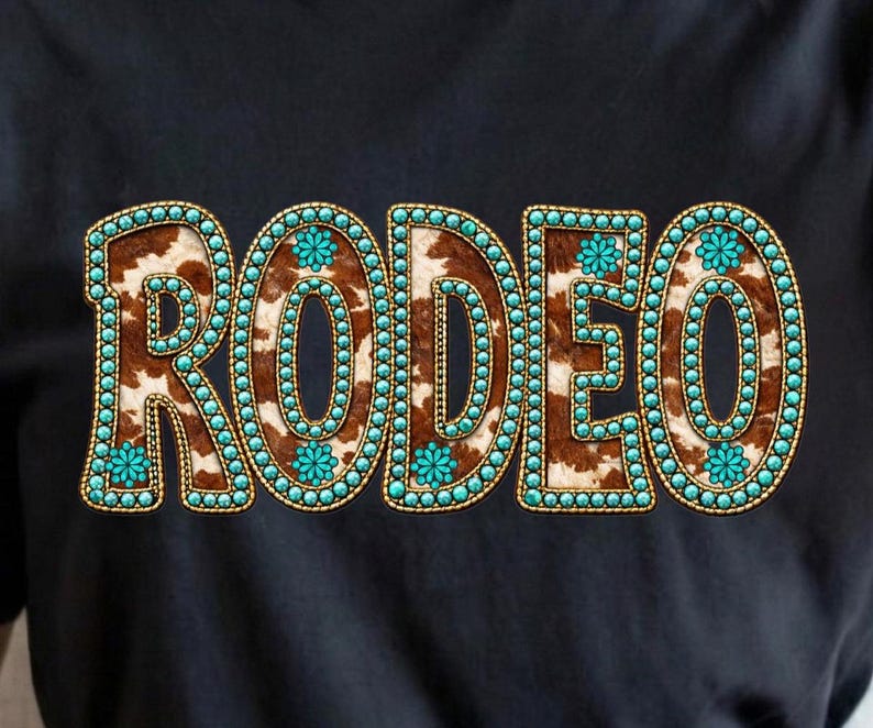 Western Rodeo PNG, Cowhide Turquoise Concho Letters, Western ...