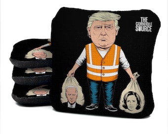 Trump Trashman Design - Professional Cornhole Bags | Choose Speeds | Laser Cut - CNC Sewn | Slick and Stick | Regulation Size & Weight