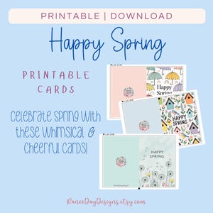Printable Spring Greeting Cards: Floral, Birds, Butterflies (PDF)