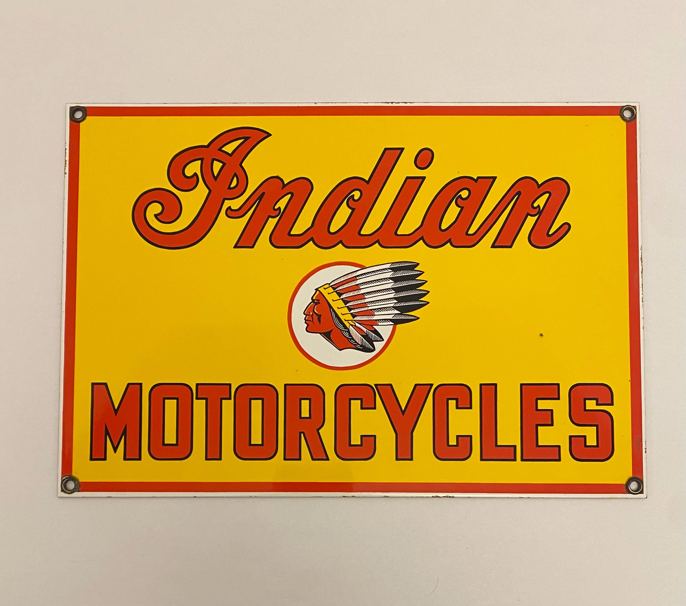 Vintage Indian Motorcycles Porcelain Sign Dealer Sales & Service