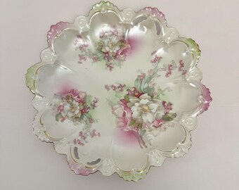 Antique Porcelain Dish, M Z Austria, Moritz Zdekauer, Hand Painted