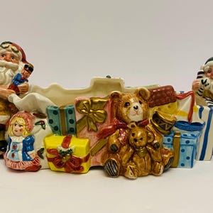 Vintage 1990’s Fitz and Floyd Ceramic Santa&#39;s Magic Workshop Holiday Dish.  A14