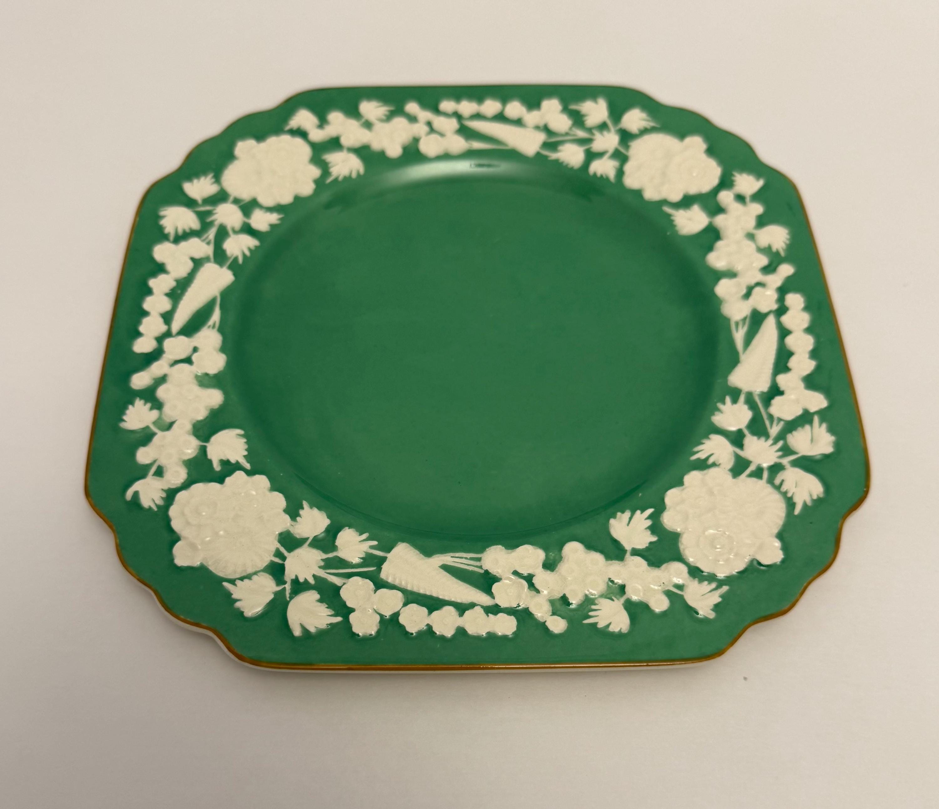 19世紀末イギリス製 CRESCENT e Jones&Sons 建水 Vintage George Jones Sons Rhapsody Crescent Green Floral 8.25
