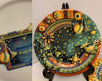 Vintage GIEN FRANCE Season’s Greetings Decorative Christmas Plate Annual Designs 1995 Last One!