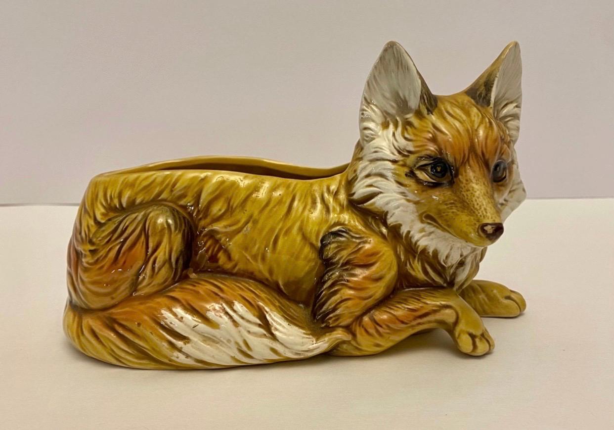 Mid Century Ceramic Relpo Fox Planter #6181 Made in Japan Kitschy