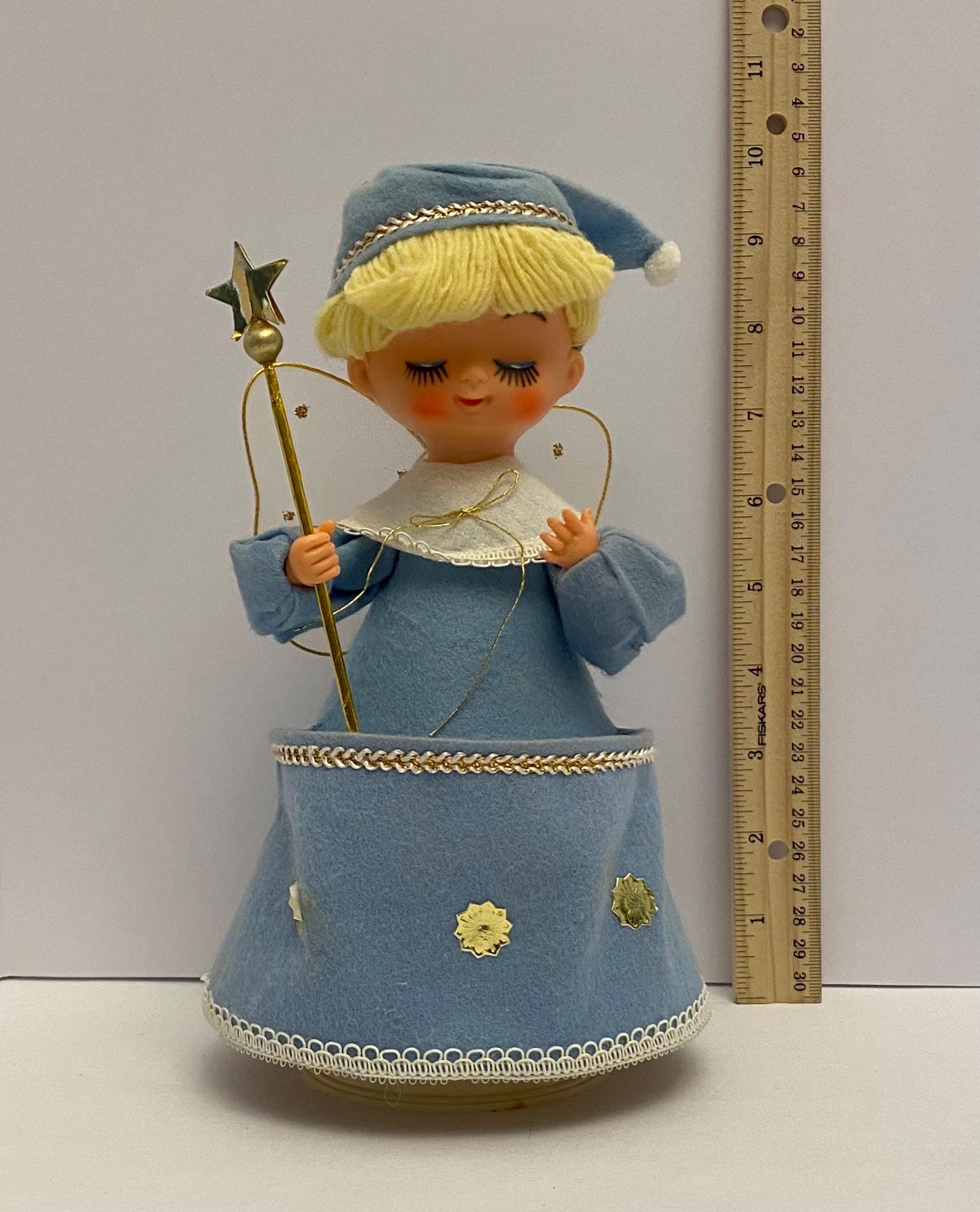 Vintage Roman Kogei Blonde Boy Angel Plays Silent Night Wind up
