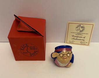 Vintage 2001 Kevin Francis Face Pot Benny Hill - Signed by Artist Original Box & COA B-3.