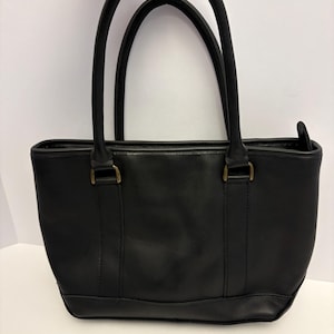 LL Bean Purse Leather Black Classic Vintage Y2K Hand Tote Bag Big Gallery