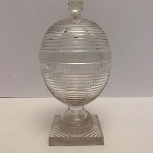 EAPG Round Art Glass Pedestal Candy Dish Clear Glass Antique Glass Rare.
