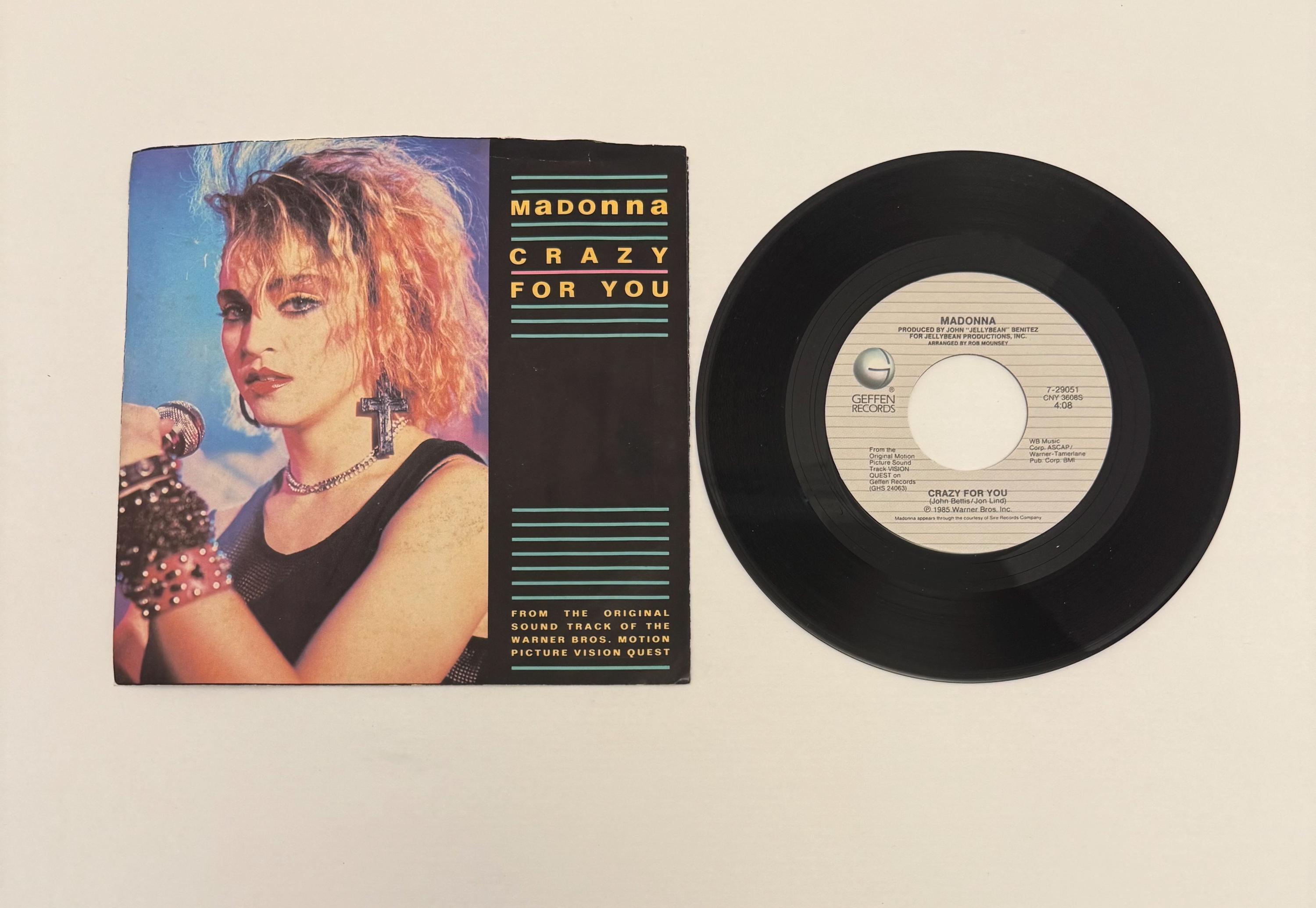 Madonna　Crazy For You　マドンナ　シェイプド　レコード　7” MADONNA Crazy For You Picture Sleeve 45 RPM 7