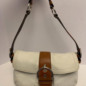 Coach 3653 Vintage Soho White/Brown Leather Shoulder Bag Two Toned 2004 EC Legacy