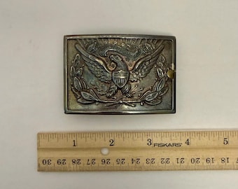 Hebilla de cinturón de águila de latón vintage "E Pluribus Unum" Coleccionable raro (A-3).