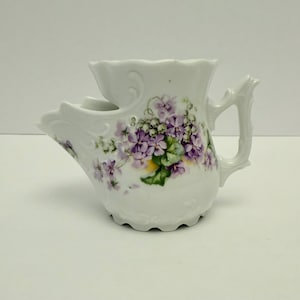 Vintage Ornate Porcelain Shaving Scuttle Mug Cup Violets Floral Germany Rare D2.