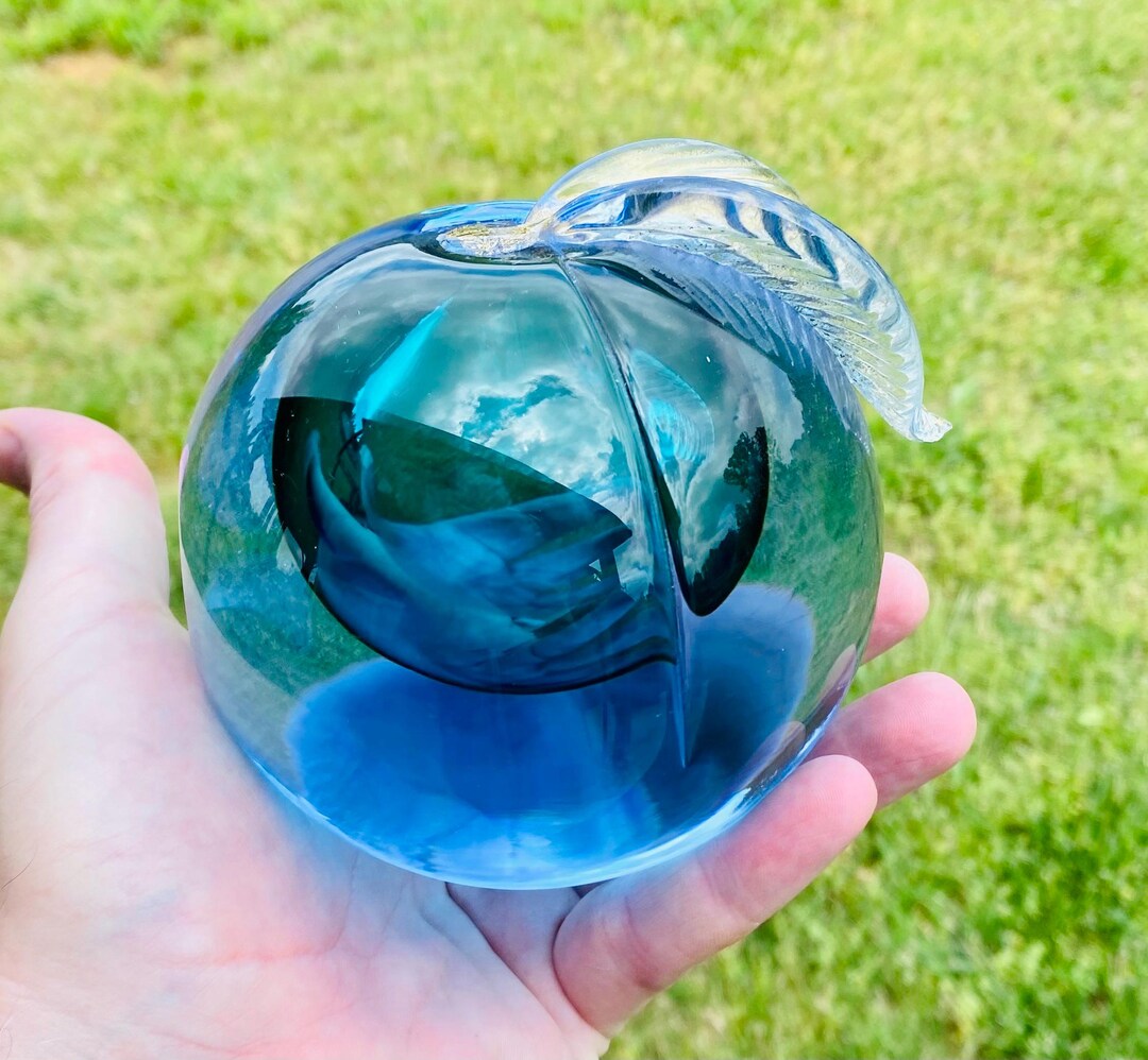 Mid Century Alfredo Barbini Murano Art Glass Apple Sculpture Gold
