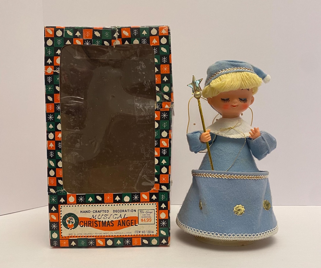 Vintage Roman Kogei Blonde Boy Angel Plays Silent Night Wind up