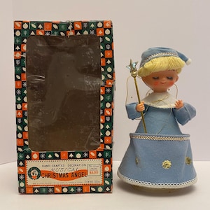 Vintage Roman Kogei Blonde Boy Angel Plays Silent Night Wind Up Music Box w/Box.