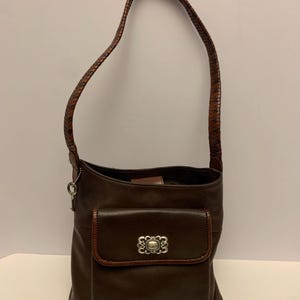 Fossil 1954 Black PEBBLED Soft Leather Hand Bag BUCKET ANTIQUED Shoulder Purse