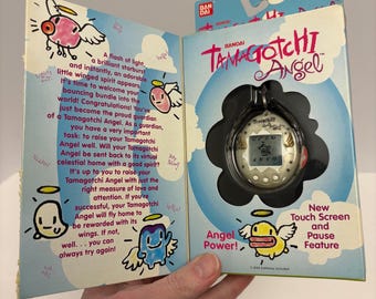 Tamagotchi Angel White With Gold Wings 1997 New RARE! Box Poor
