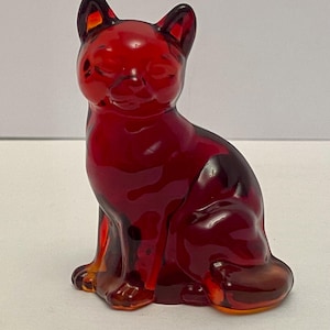 【希少品】FENTON CAT フェントン ガラス 置物　ワインレッド 希少品】FENTON CAT フェントン ガラス 置物 ワインレッド