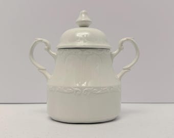 Sucrier J&G Meakin en faïence coloniale Sterling vintage avec couvercle.