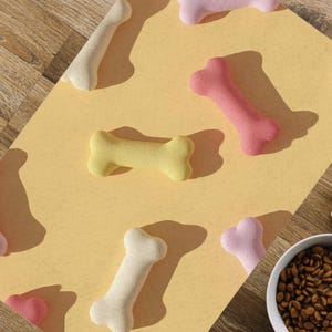 Cute Soft Pastel Mat for Dogs, Pet Food Mat with Cartoon Bones, Non-Slip Dog Bowl Mat, Dog Decor, Pet Decor, Animal Lover Gift, Home Decor