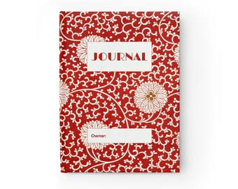 Diario bohemio floral en blanco, libreta bohemia roja y blanca, hermoso diario, regalo para escritor, diario estético vintage, cuaderno de bocetos creativo