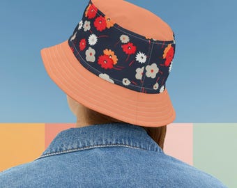 Floral Print Bucket Hat, Trendy Summer Hat, Boho Chic Women's Hat, Outdoor Accessories, Festival Fashion, Cute Bucket Hat, Summer Bucket Hat