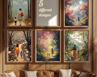 Mother’s Day Poster Collection, Mother's Day Printable, Happy Mother’s Day, Nostalgic Painting, Mother's Day, Gift for Mom, Digital Art