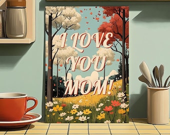 Mother’s Day Printable, Happy Mother’s Day, Nostalgic Painting, Mother's Day Gift, Mother's Day Poster Pack, Gift for Mom, Love You Mom