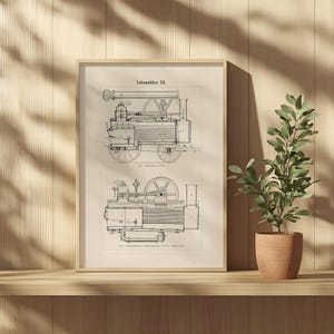 May include: A black and white vintage illustration of a steam engine, labeled "Lokomotive III." The illustration shows a detailed cross-section of the engine, with various parts labeled.
