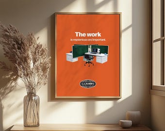 Severance Inspired Printable, Work is Mysterious and Important, Severance Cubicle, Retro Severance Art, Severance Office, Severance Poster