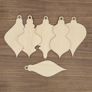 Mid Century Modern Ornament Blanks – 6 Pack Variety | Retro Atomic Christmas Shapes | Unfinished Wood Cutouts for DIY Crafts | Paint Party
