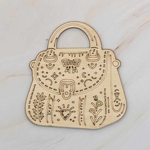 Cartera con asa / Cartera adornada / Madera sin terminar en blanco / Manualidades / Decoración para eventos / Fiestas / Moda
