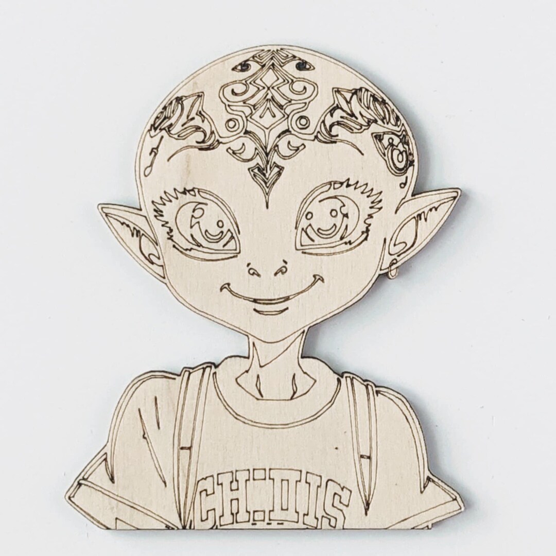 Teenage Alien Girl Wood Cutout | Unfinished Wood Blank | Paint by Lines ...