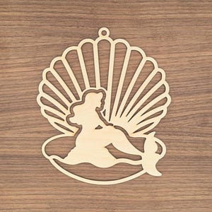 Mermaid Shell Wood Cutout | Unfinished Coastal Craft Blank I Beach Suncatcher I Faux Stained Glass