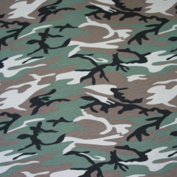 SALE! 16" inches Cotton Jersey Knit Fabric - Camoflauge