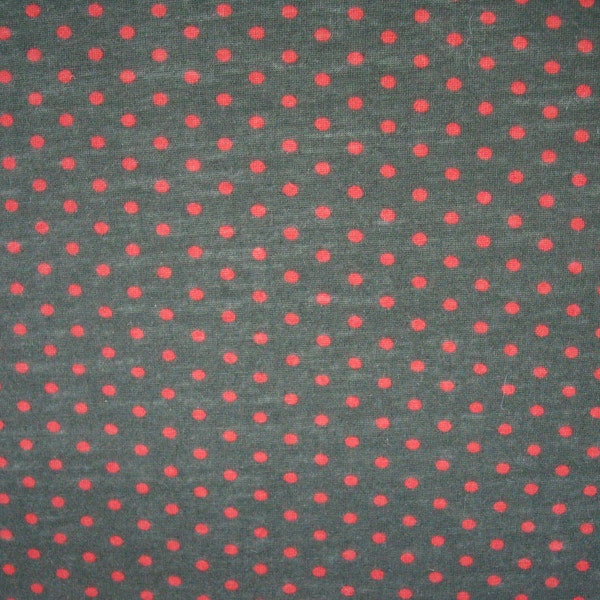 Jersey Knit Fabric - Black and Red Polka Dots