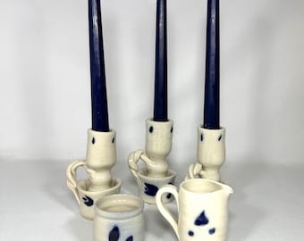 Williamsburg Pottery Collection - Hand-Carved Cobalt Salt Glaze Set