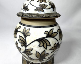 Lidded Asian Style Ginger Jar - Decorative Storage Jar