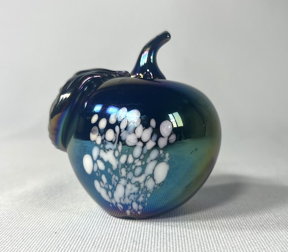 Carnival Glass Vintage Apple Paperweight - Art Glass Decor