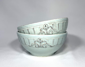 Vintage Set of 2 Metceramica Ceramic 7.25" Bowls - Made in Portugal