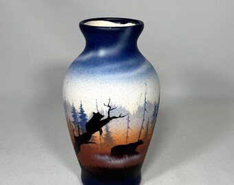 Hand-Painted Woodland Scene Vase