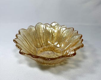 Iridescent Glass Carnival Glass Bowl - Scalloped Petal Edge - Mid Century Table Decor