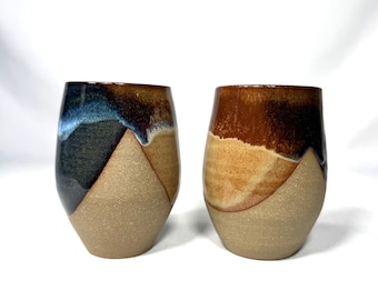 Handmade Studio Pottery Wine Tumblers Set of 2